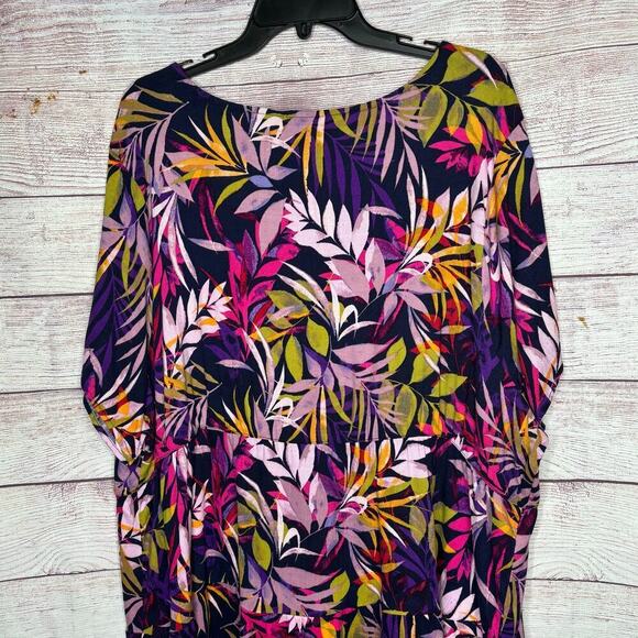 Torrid Palm Tree Tropical Summer Popover Short Sleeve Blouse Size 4X Plus - Picture 8 of 15